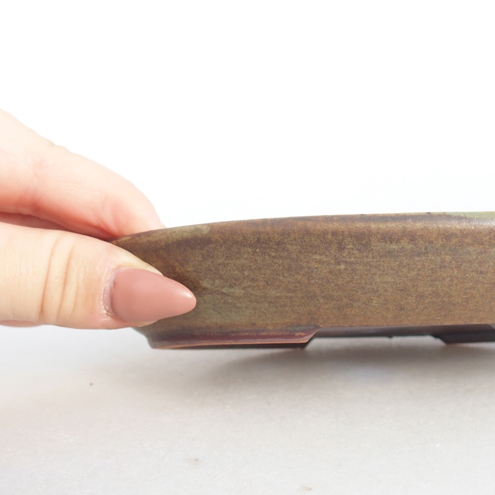Ceramic bonsai bowl 15,5 x 11 x 2,5 cm, brown