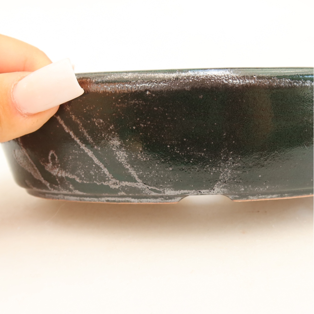 Ceramic bonsai bowl 16,5 x 11,5 x 4,5 cm, green