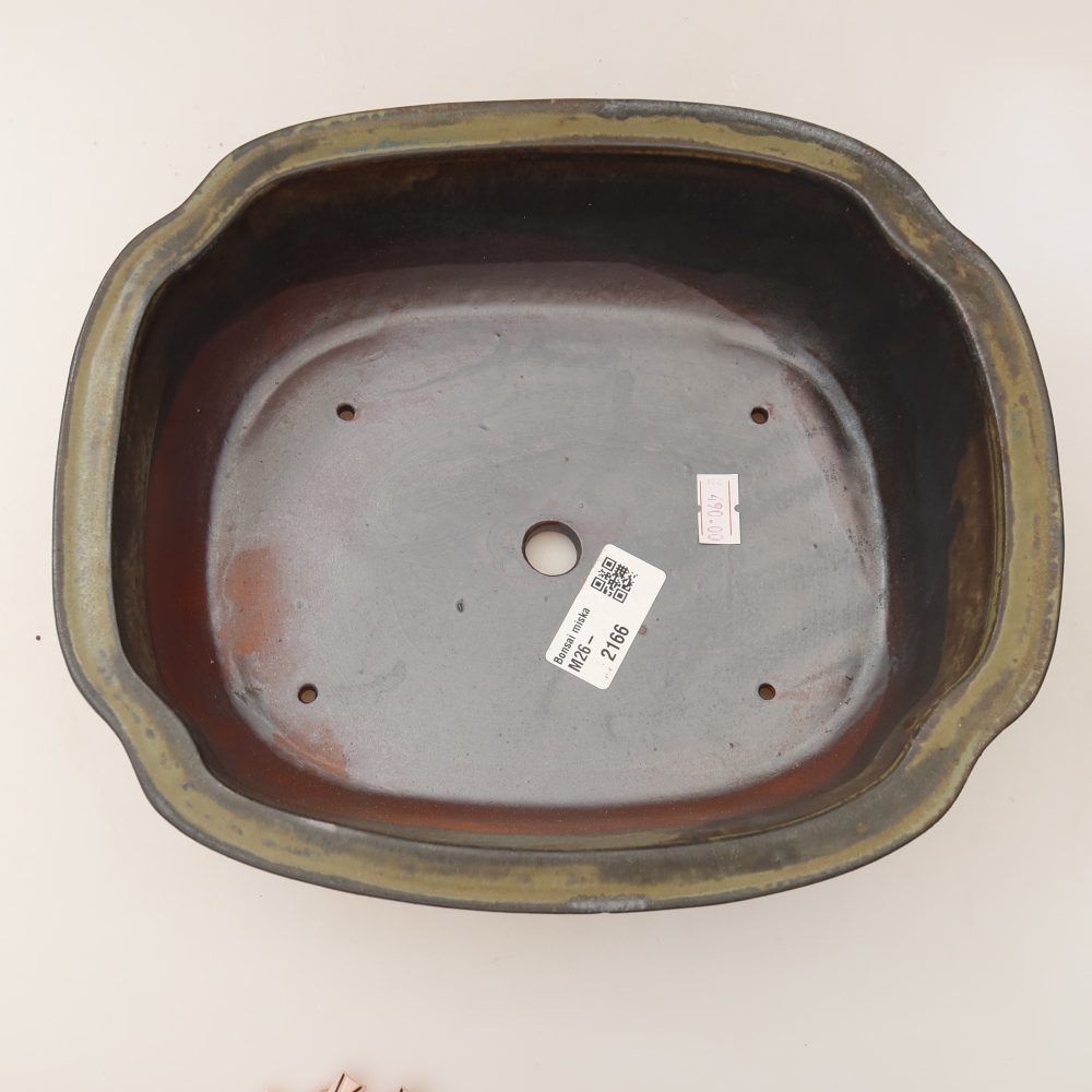 Ceramic bonsai pot, 24.5 x 21 x 7.5 cm, brown