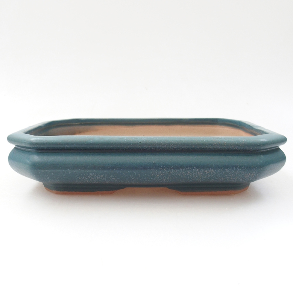 Ceramic bonsai bowl 19 x 13,5 x 4,5 cm, color blue