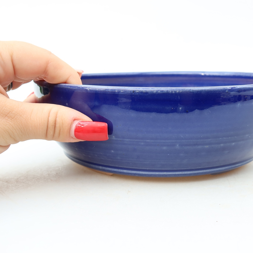 Ceramic bonsai bowl 19 x 19 x 6 cm, colour blue