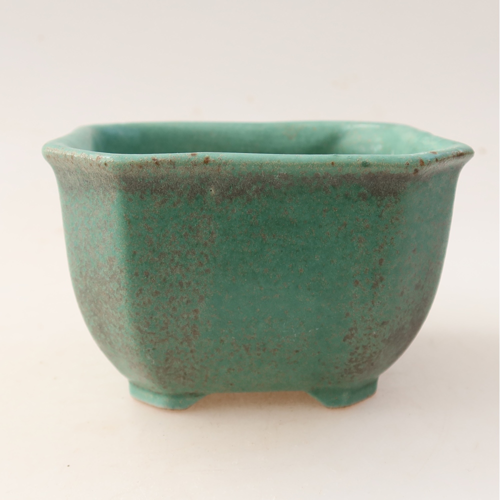 Ceramic bonsai pot, 10 x 10 x 6.5 cm, green