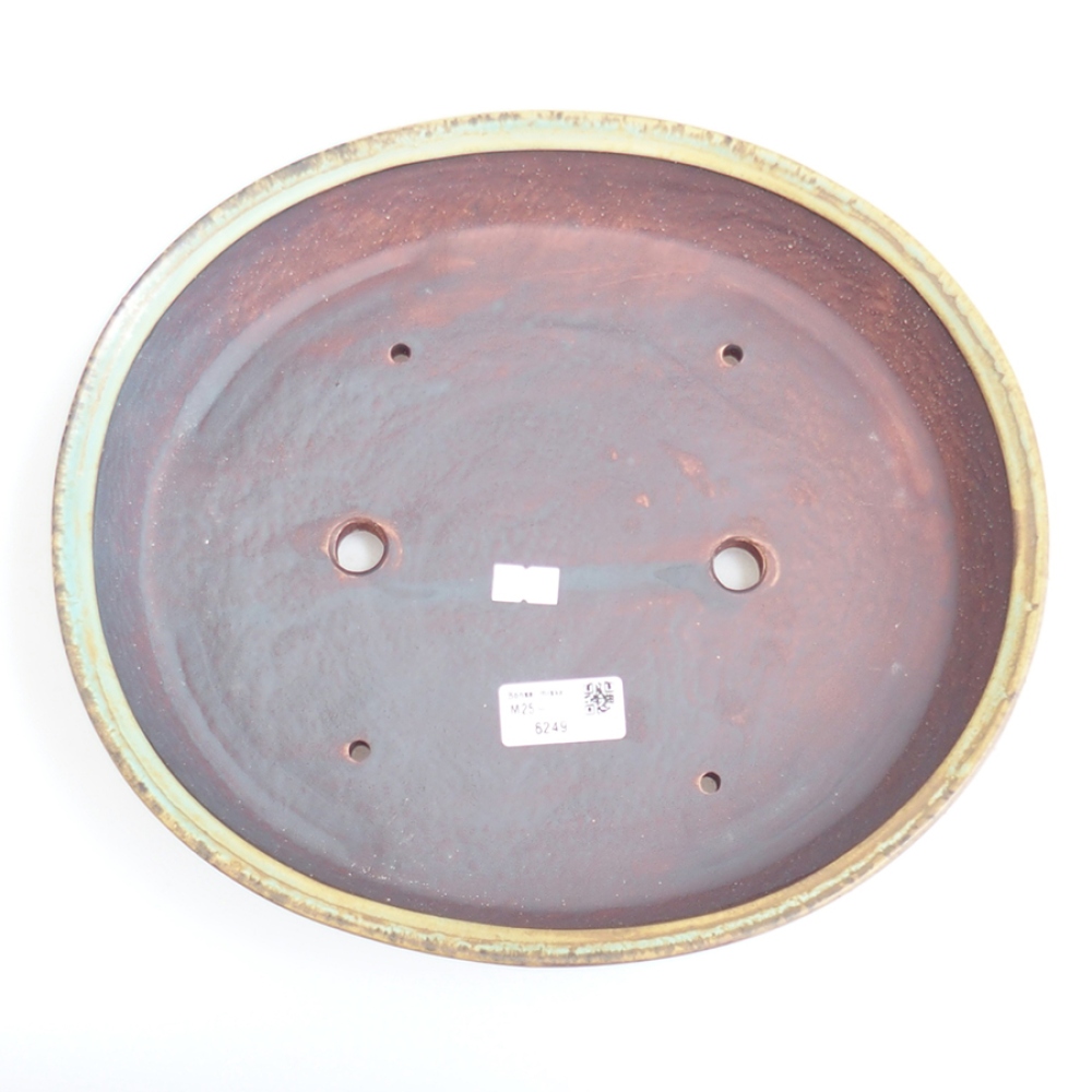 Ceramic bonsai bowl 31 x 26,5 x 6 cm, green