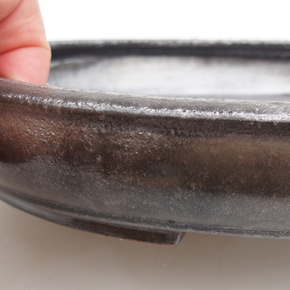 Ceramic bonsai bowl 24 x 19,5 x 4 cm, colour black-green