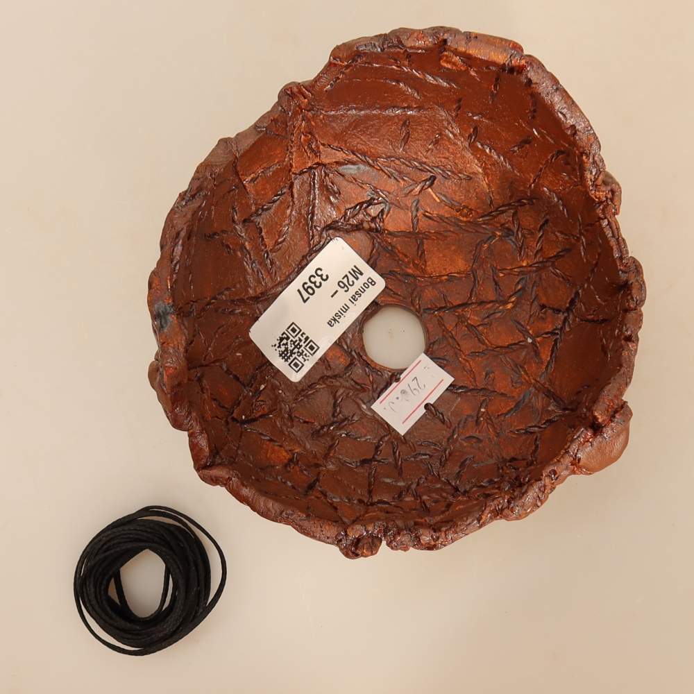 Ceramic Kokedama Pot, 12.5 x 12 x 7 cm, brown