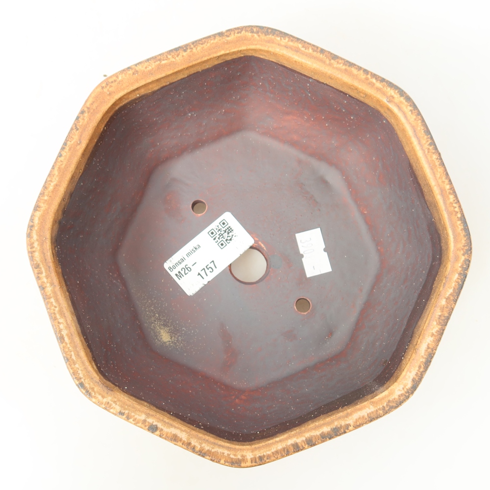 Ceramic bonsai pot, 17 x 16 x 6.5 cm, pink