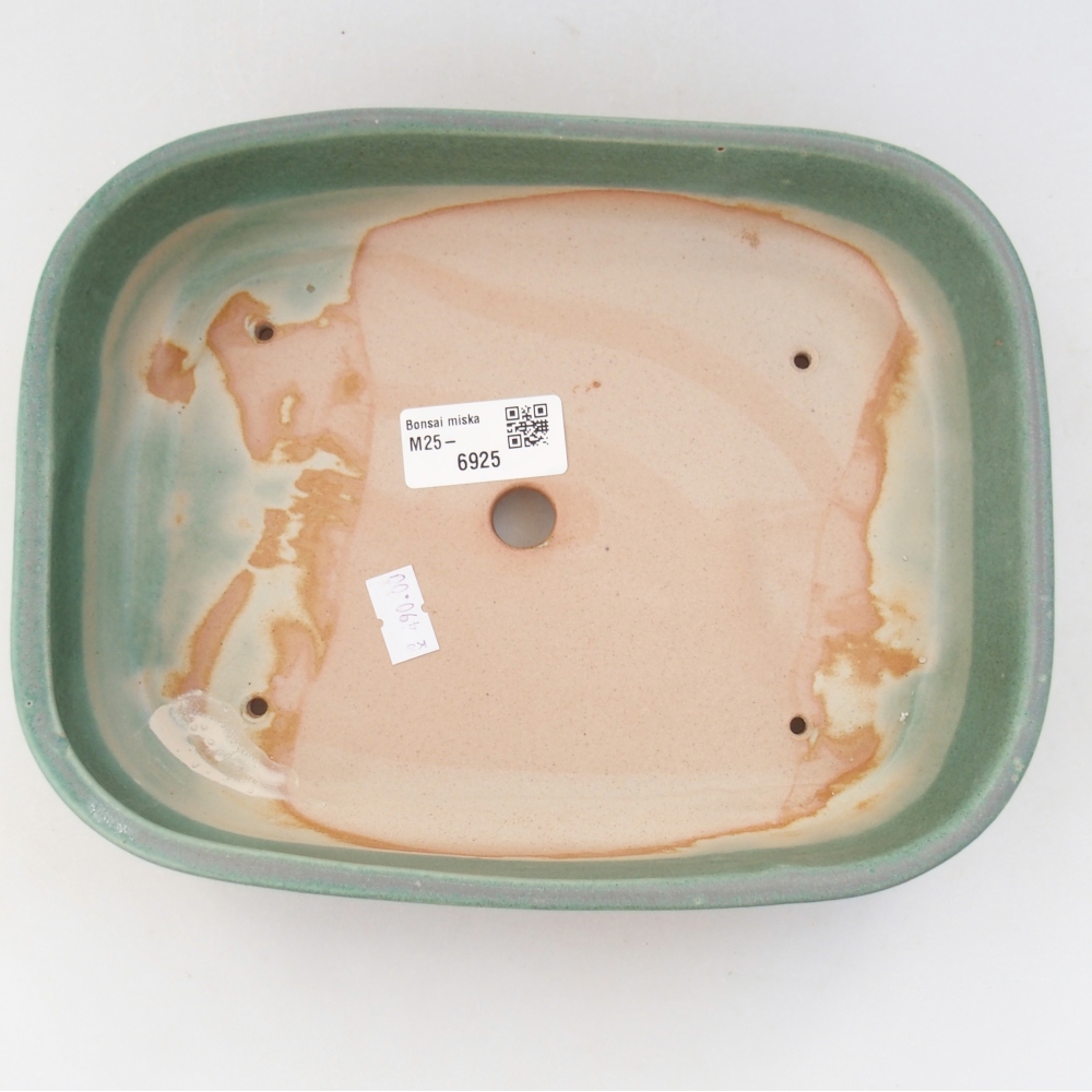 Ceramic bonsai bowl 22,5 x 17,5 x 5,5 cm, green