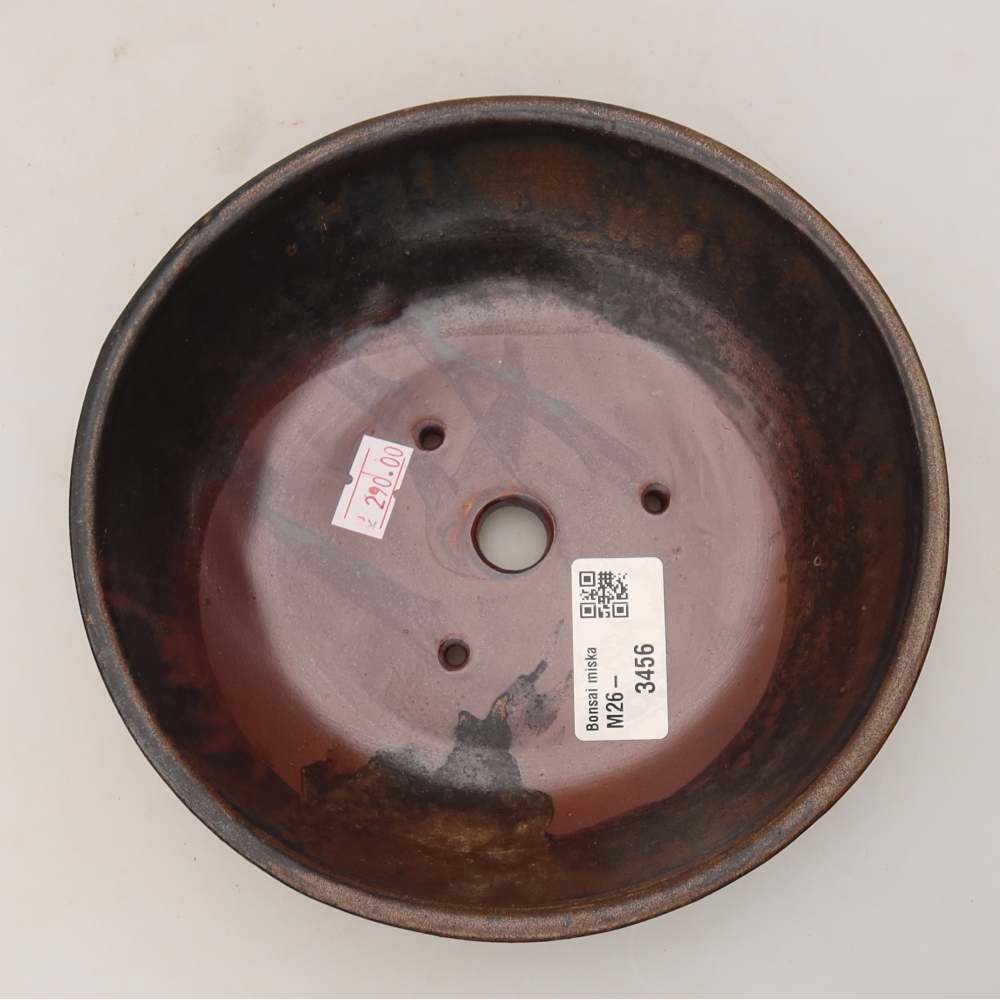 Ceramic bonsai bowl 17,5 x 17,5 x 5 cm, brown