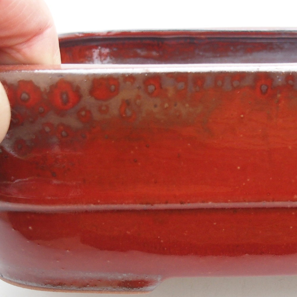 Ceramic bonsai bowl 27,5 x 20 x 7 cm, colour red
