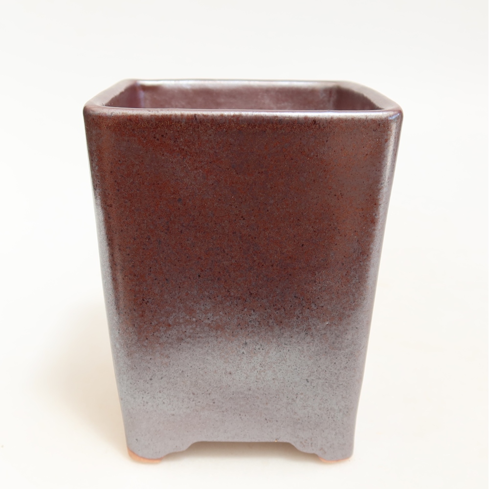 Ceramic bonsai pot, 9 x 9 x 11 cm, metallic color