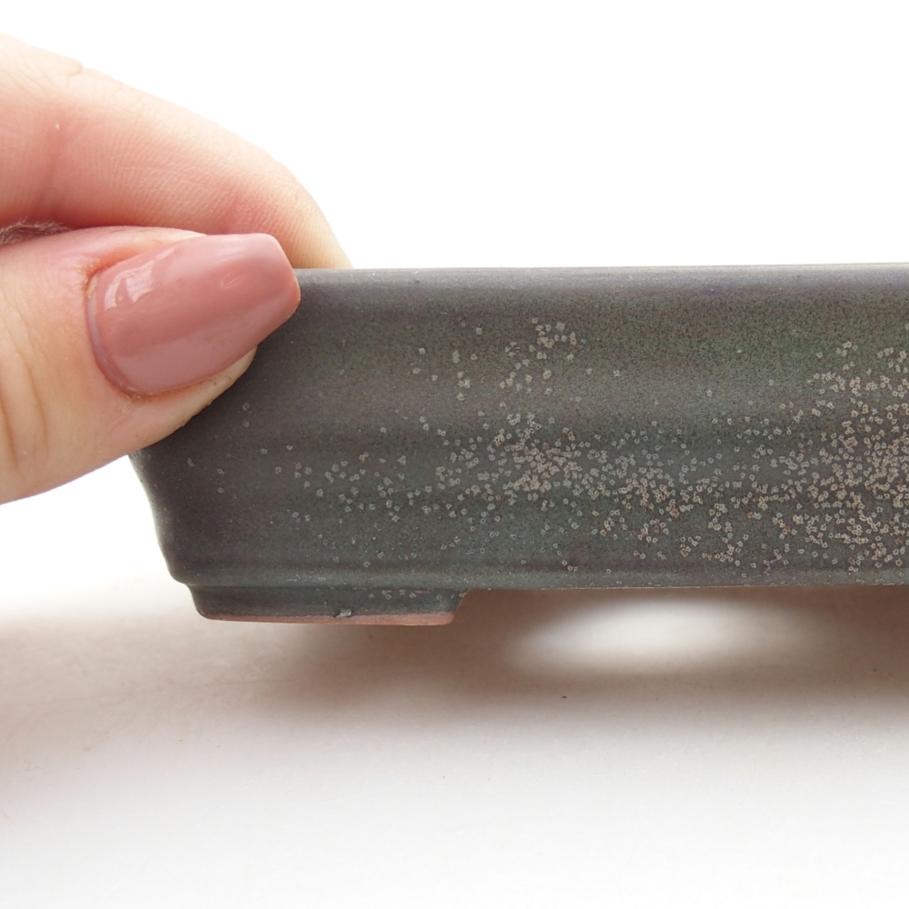 Ceramic bonsai bowl 11 x 8 x 3 cm, grey