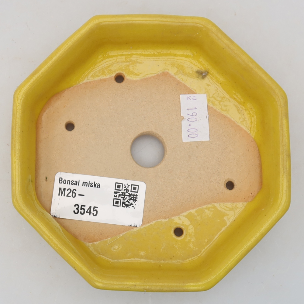 Ceramic bonsai pot, 11.5 x 11.5 x 2.5 cm, yellow