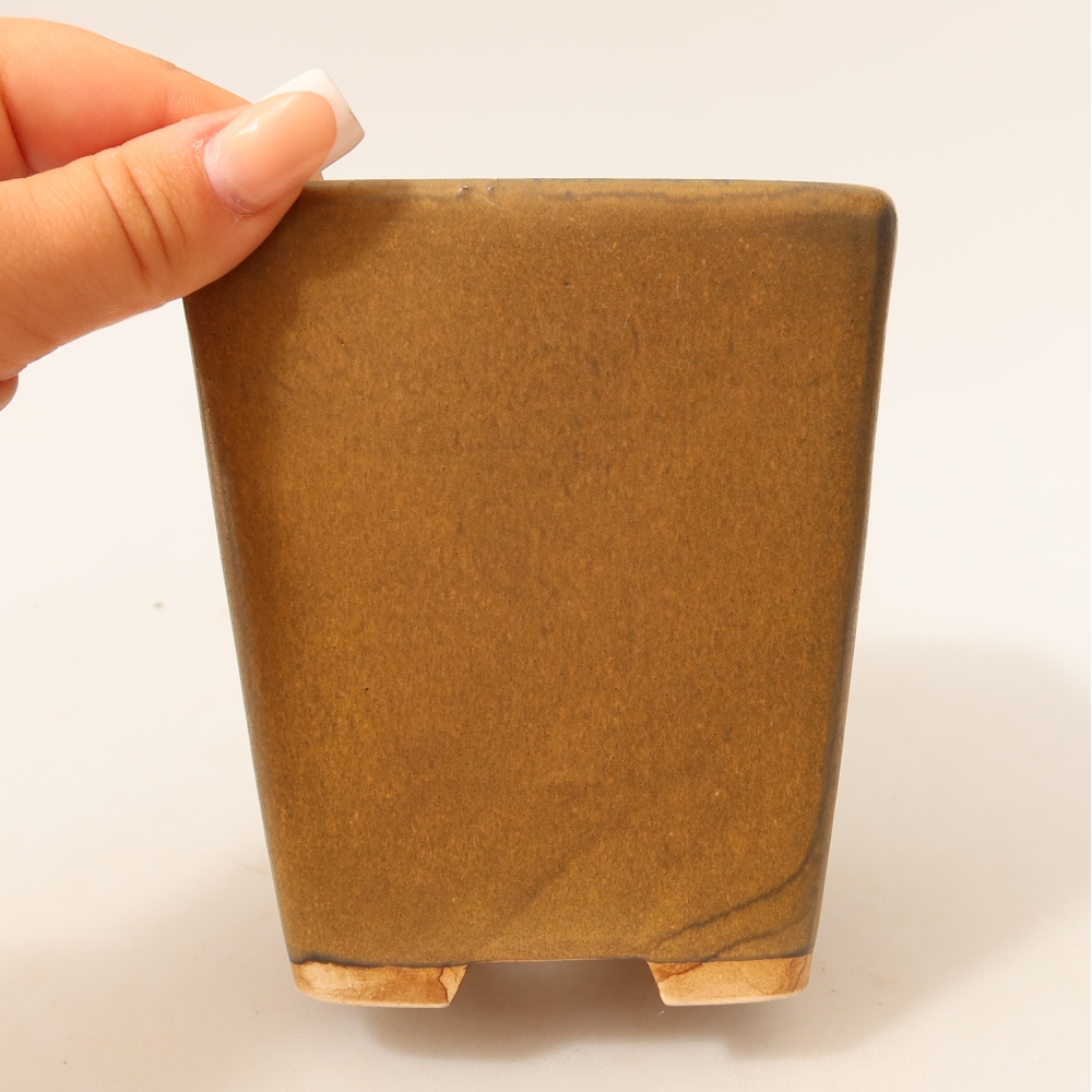 Ceramic bonsai pot, 10.5 x 10.5 x 12 cm, brown