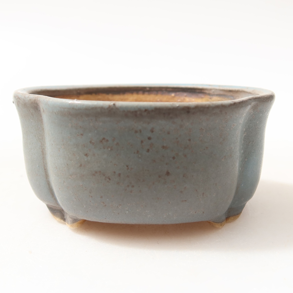 Ceramic bonsai pot, 8 x 7.5 x 3.5 cm, blue