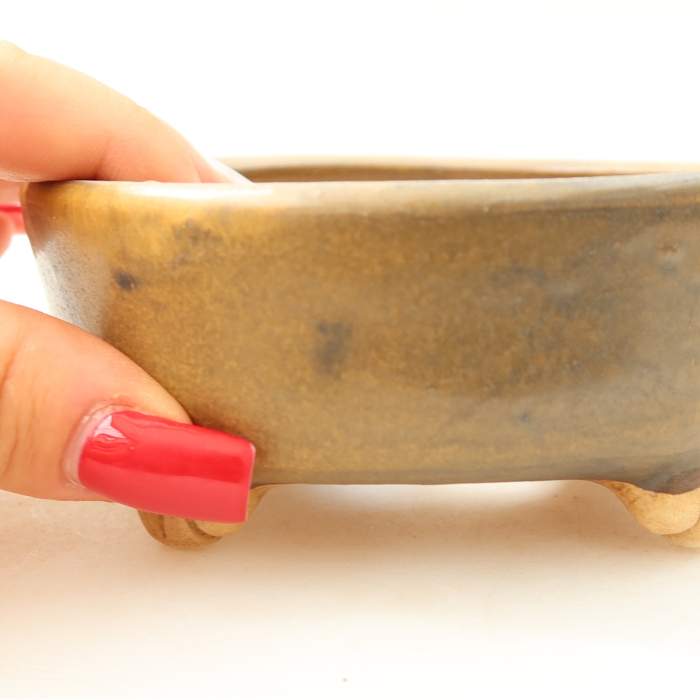 Ceramic bonsai pot, 10.5 x 10.5 x 4 cm, brown