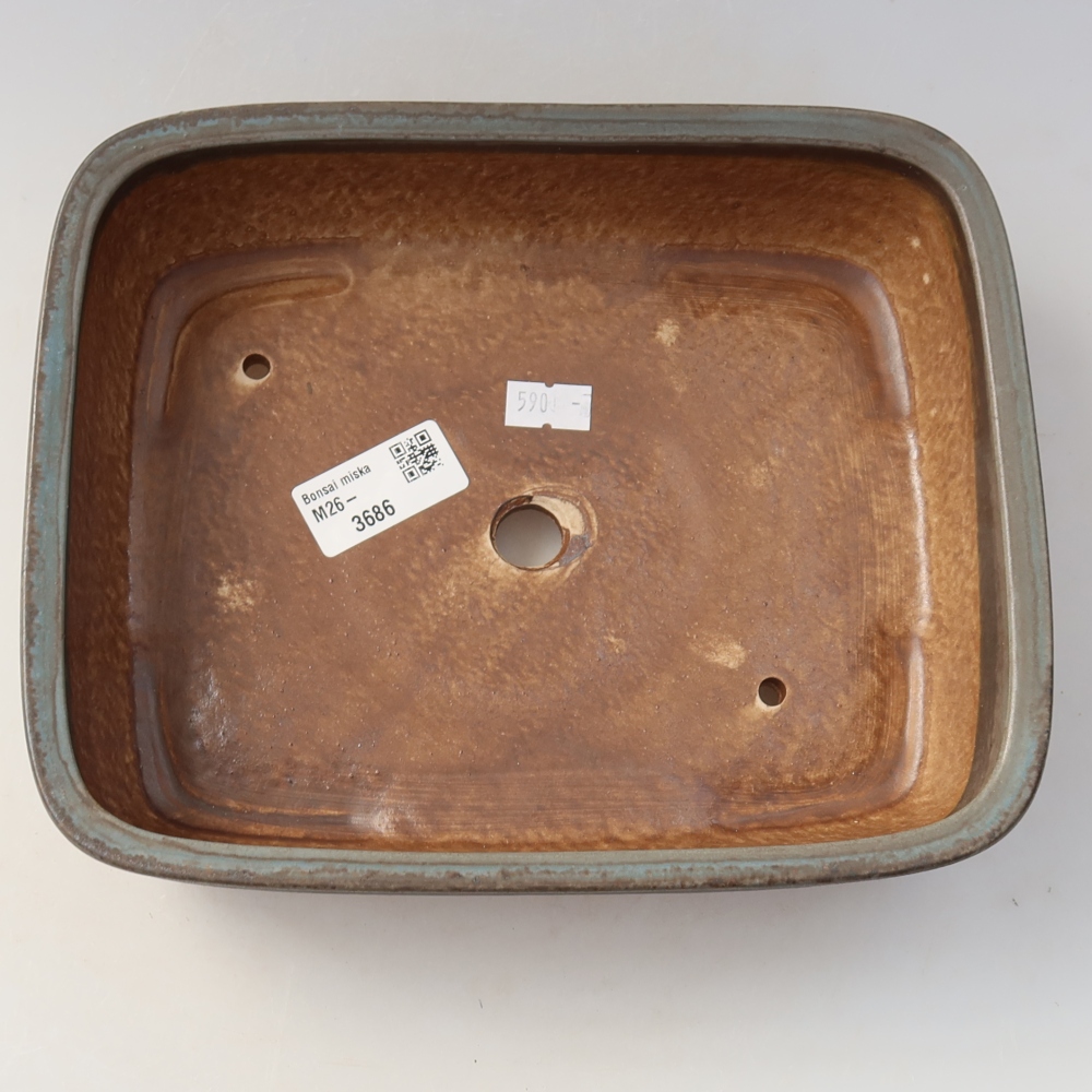 Ceramic bonsai pot, 22.5 x 18 x 6 cm, blue