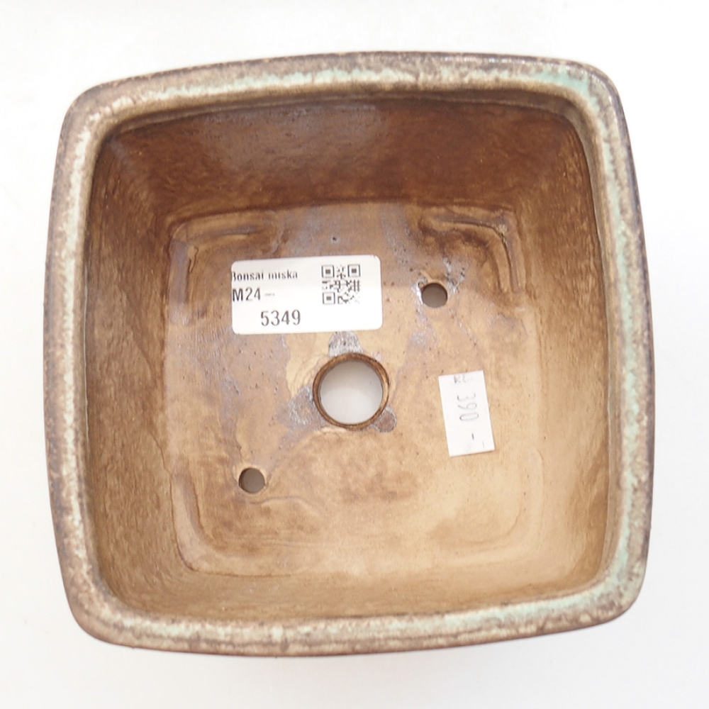 Ceramic bonsai bowl 13 x 13 x 8 cm, color green
