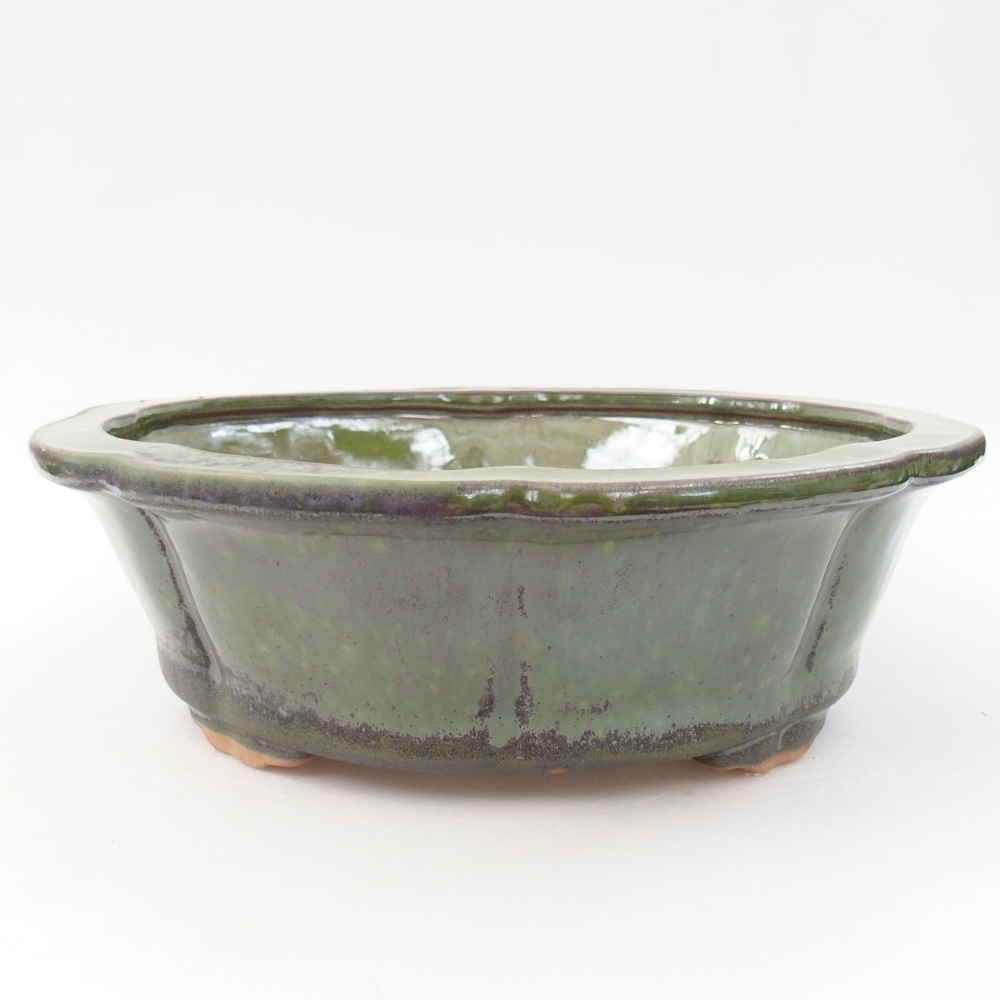 Ceramic bonsai bowl 26 x 26 x 8 cm, color green
