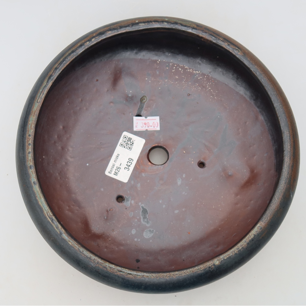 Ceramic bonsai pot, 20 x 20 x 7.5 cm, green