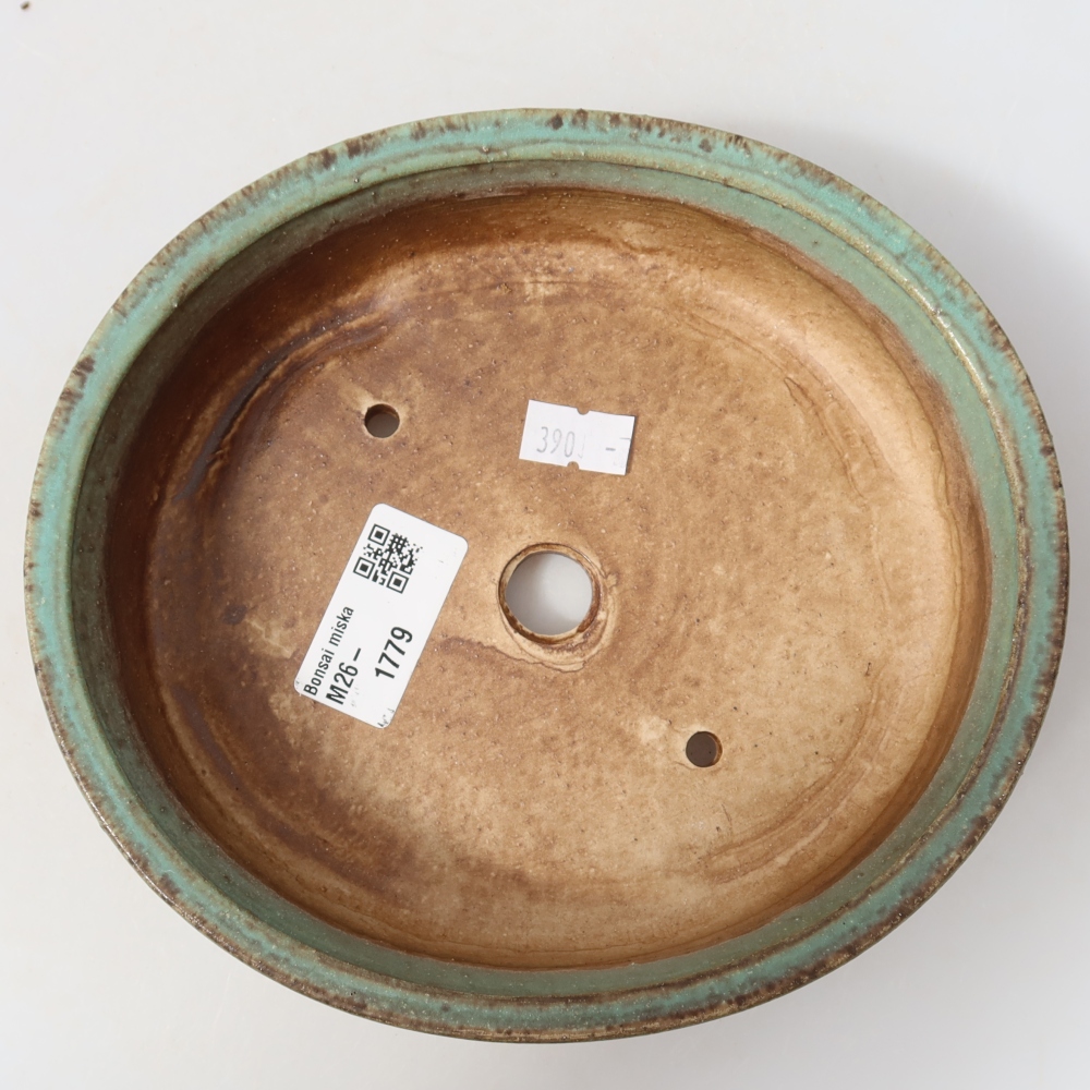 Ceramic bonsai pot, 18 x 16.5 x 4.5 cm, green