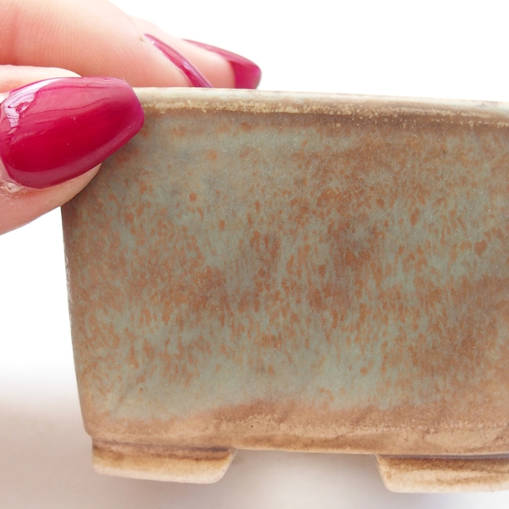 Ceramic bonsai bowl 6 x 6 x 4,5 cm, green color