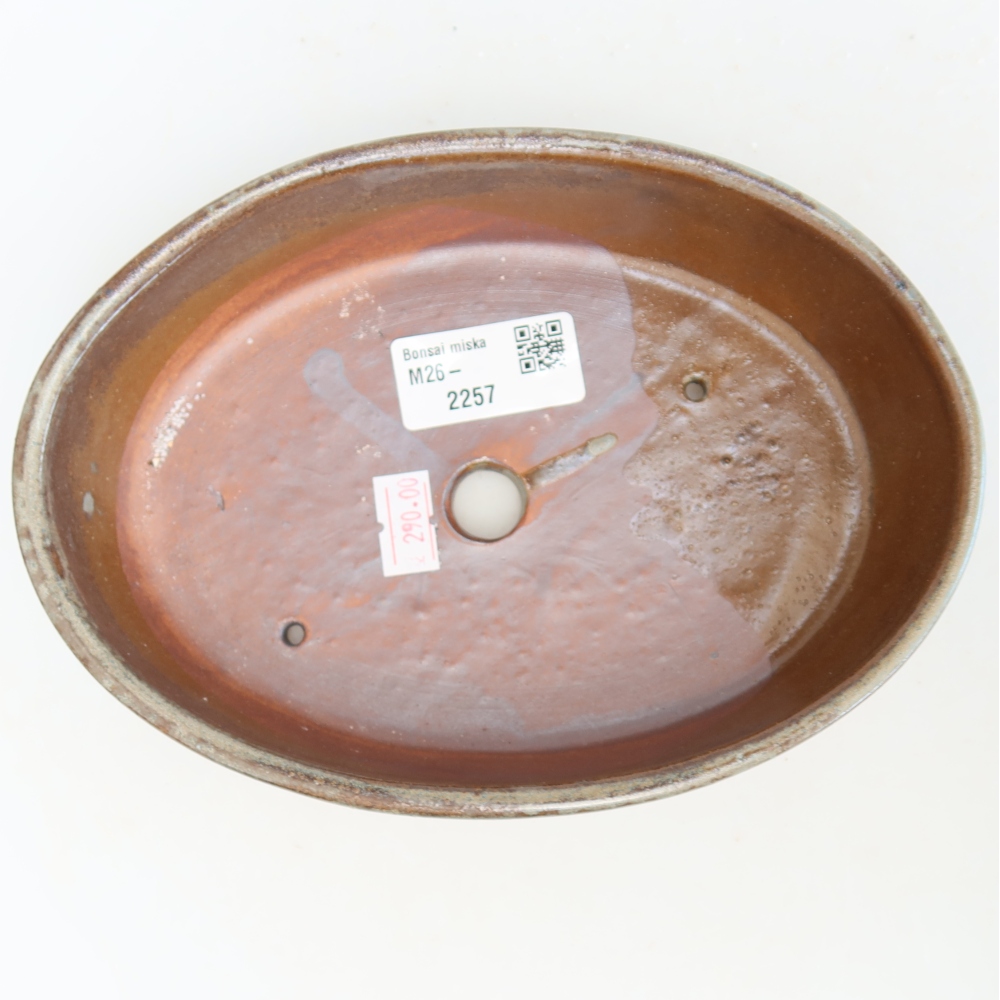 Ceramic bonsai bowl 18,5 x 13,5 x 4,5 cm, brown
