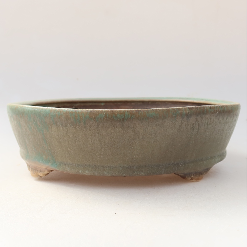 Ceramic bonsai bowl 21,5 x 21,5 x 6 cm, green