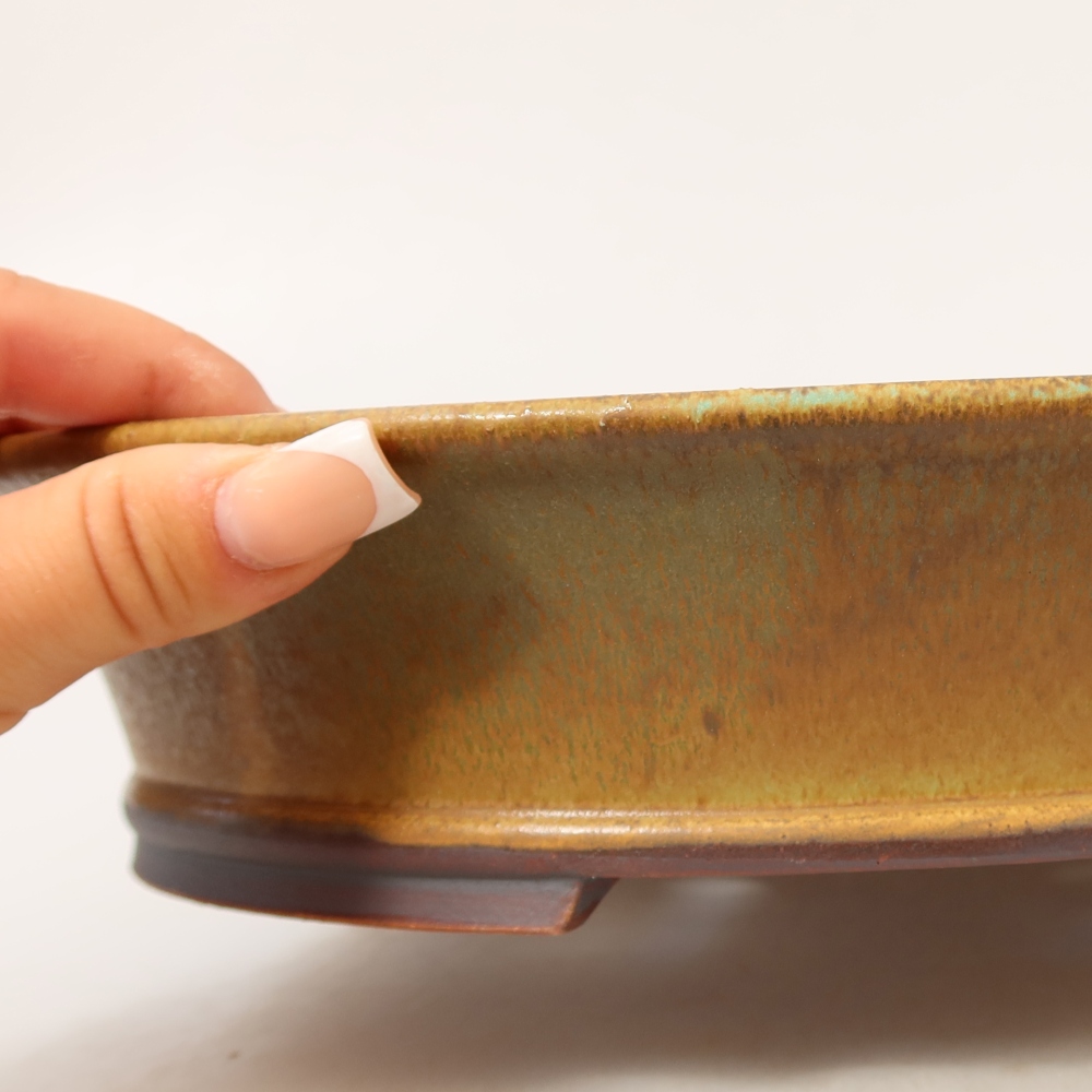 Ceramic bonsai pot, 27 x 24.5 x 5.5 cm, green