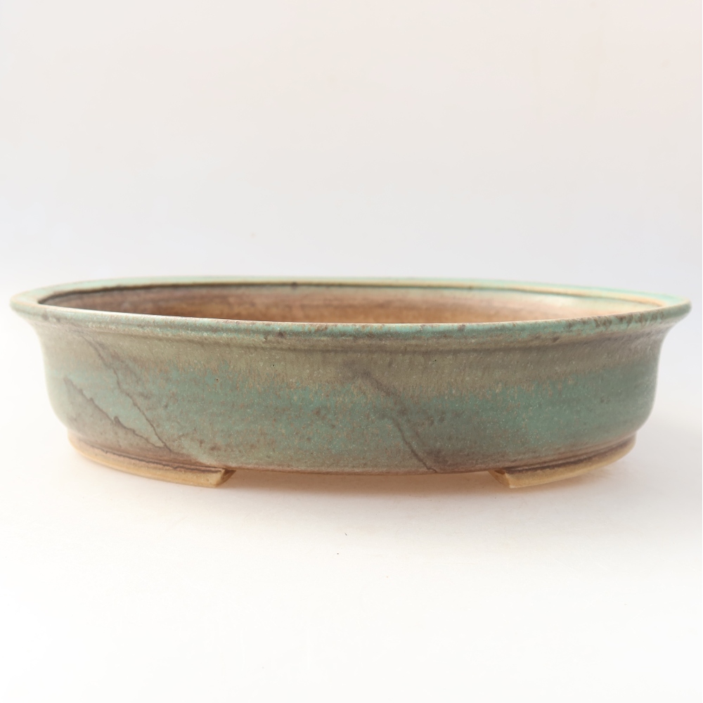 Ceramic bonsai pot, 26 x 24 x 6 cm, green