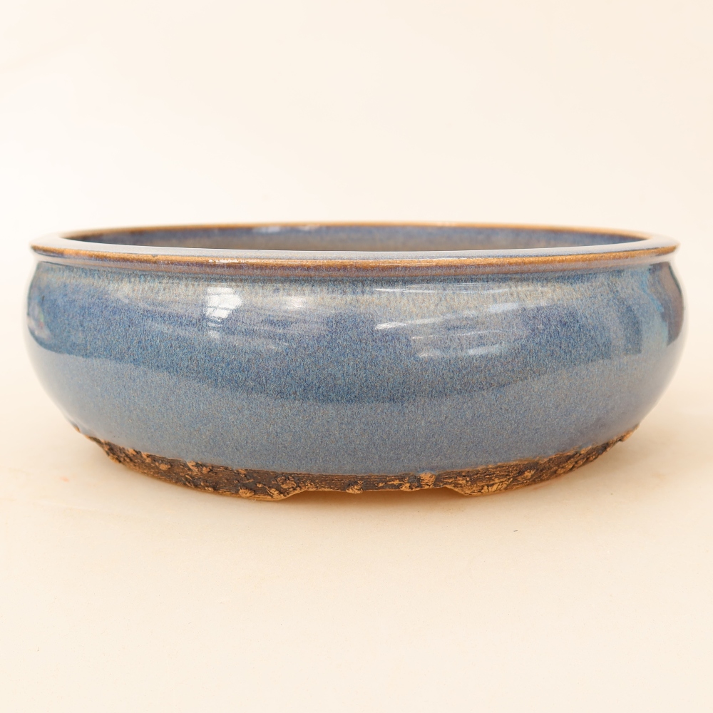 Ceramic bonsai pot, 24 x 24 x 7.5 cm, blue