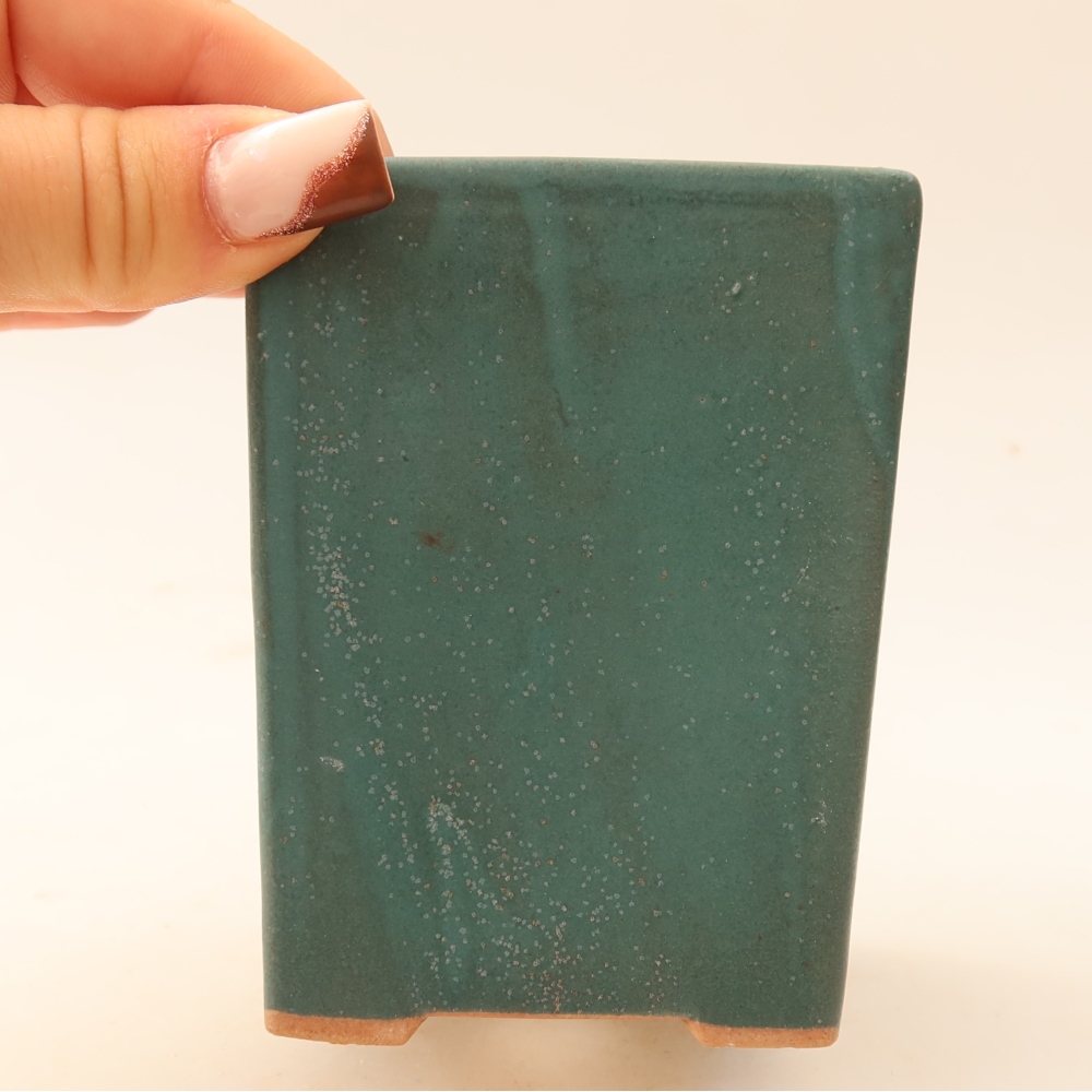 Ceramic bonsai pot, 7.5 x 7.5 x 10 cm, blue