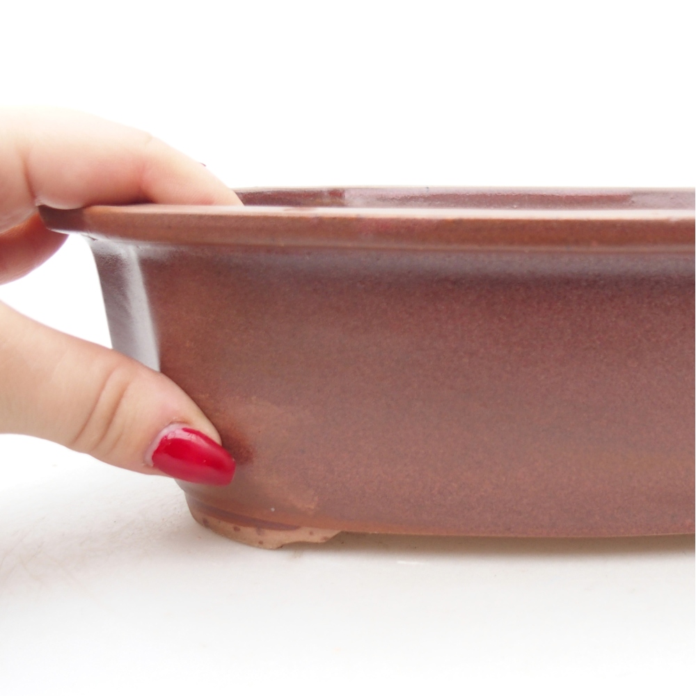 Ceramic bonsai bowl 25 x 21 x 7,5 cm, burgundy