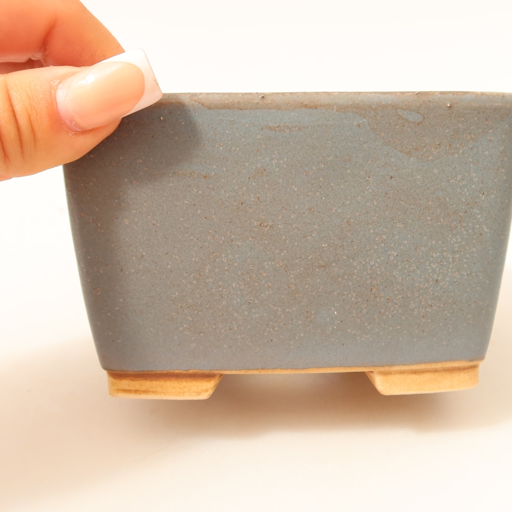 Ceramic bonsai pot, 10.5 x 10.5 x 7 cm, blue