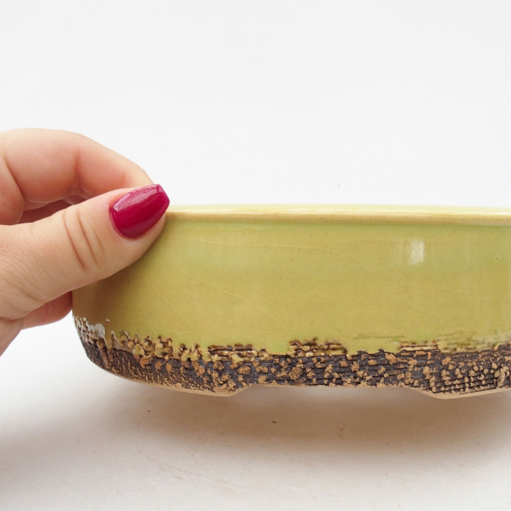 Ceramic bonsai bowl 19 x 19 x 5 cm, color green