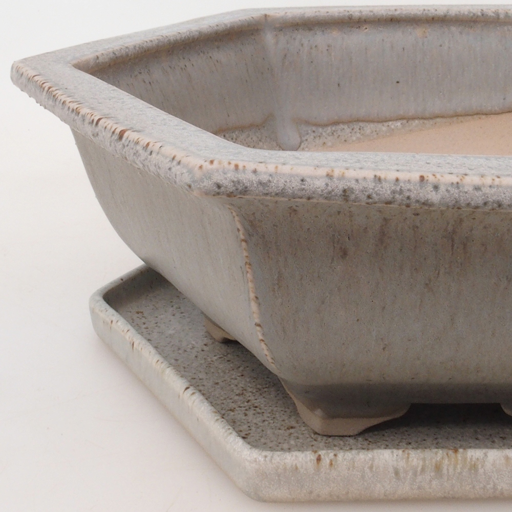 Bonsai pot + saucer H53 - 19 x 21.5 x 7 cm. - beige