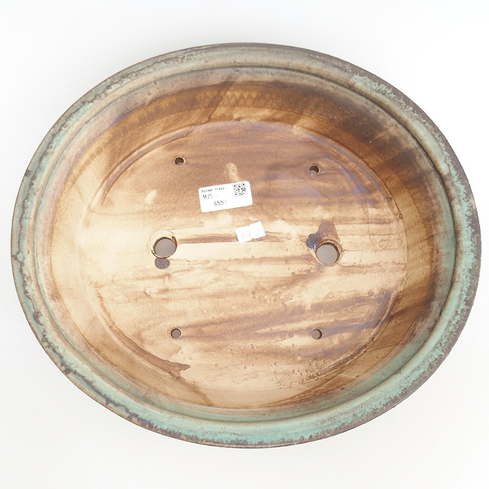Ceramic bonsai bowl 32,5 x 28 x 7,5 cm, green