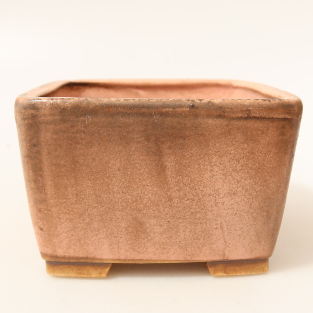 Ceramic bonsai pot, 10.5 x 10.5 x 7 cm, pink