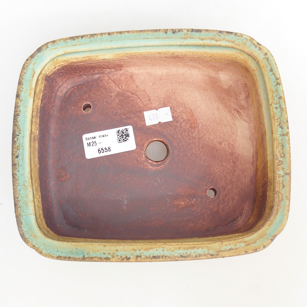 Ceramic bonsai bowl 20 x 17 x 6 cm, green