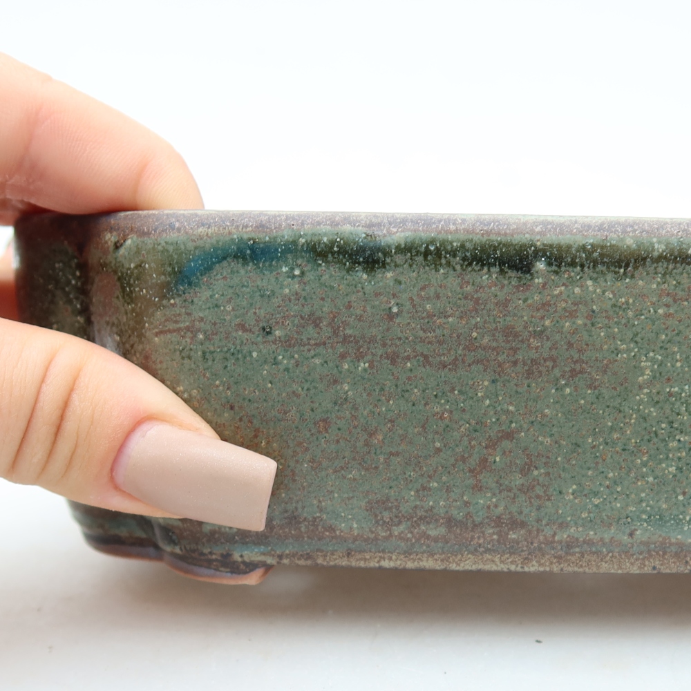 Ceramic bonsai pot, 18.5 x 13 x 5 cm, green