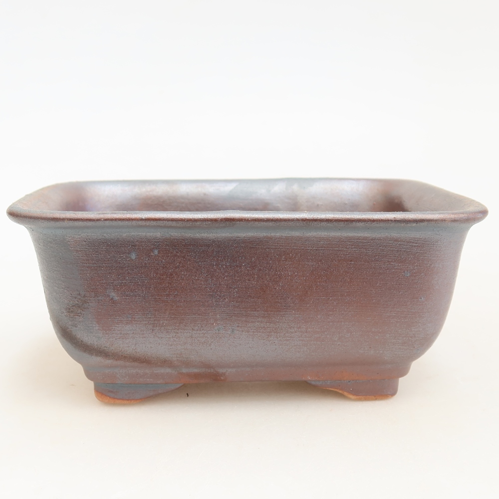 Ceramic bonsai bowl 13,5 x 10,5 x 6 cm, metal colour