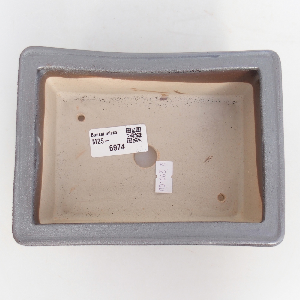 Ceramic bonsai bowl 16 x 12 x 6 cm, metal colour