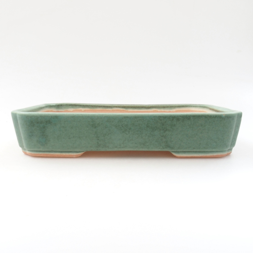 Ceramic bonsai bowl 18 x 13 x 3,5 cm, color green