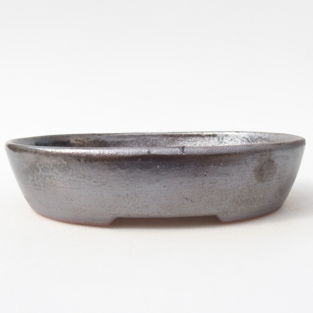 Ceramic bonsai bowl 17,5 x 14 x 4 cm, metal colour