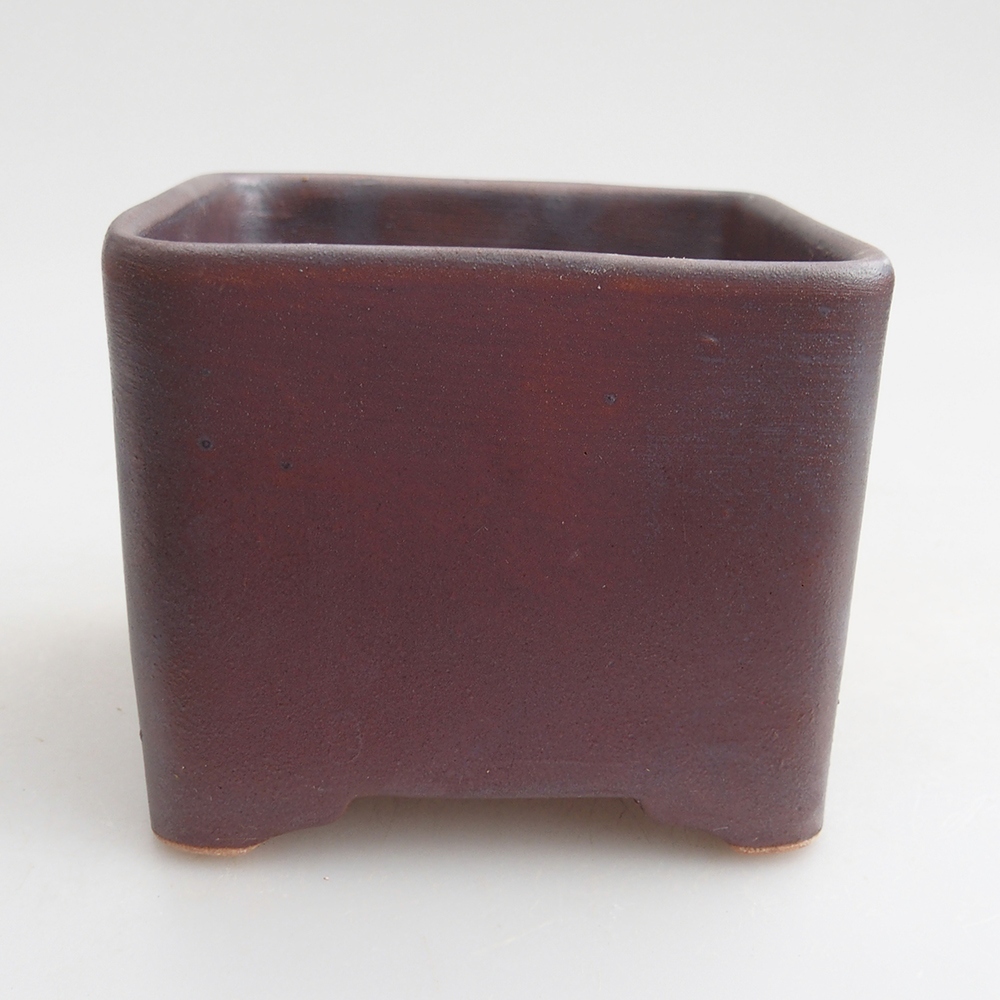 Ceramic bonsai bowl 10 x 10 x 8 cm, metal colour