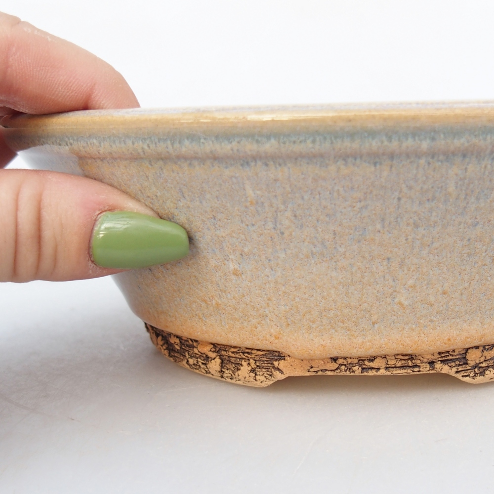 Ceramic bonsai bowl 17 x 17 x 5,5 cm, green-brown