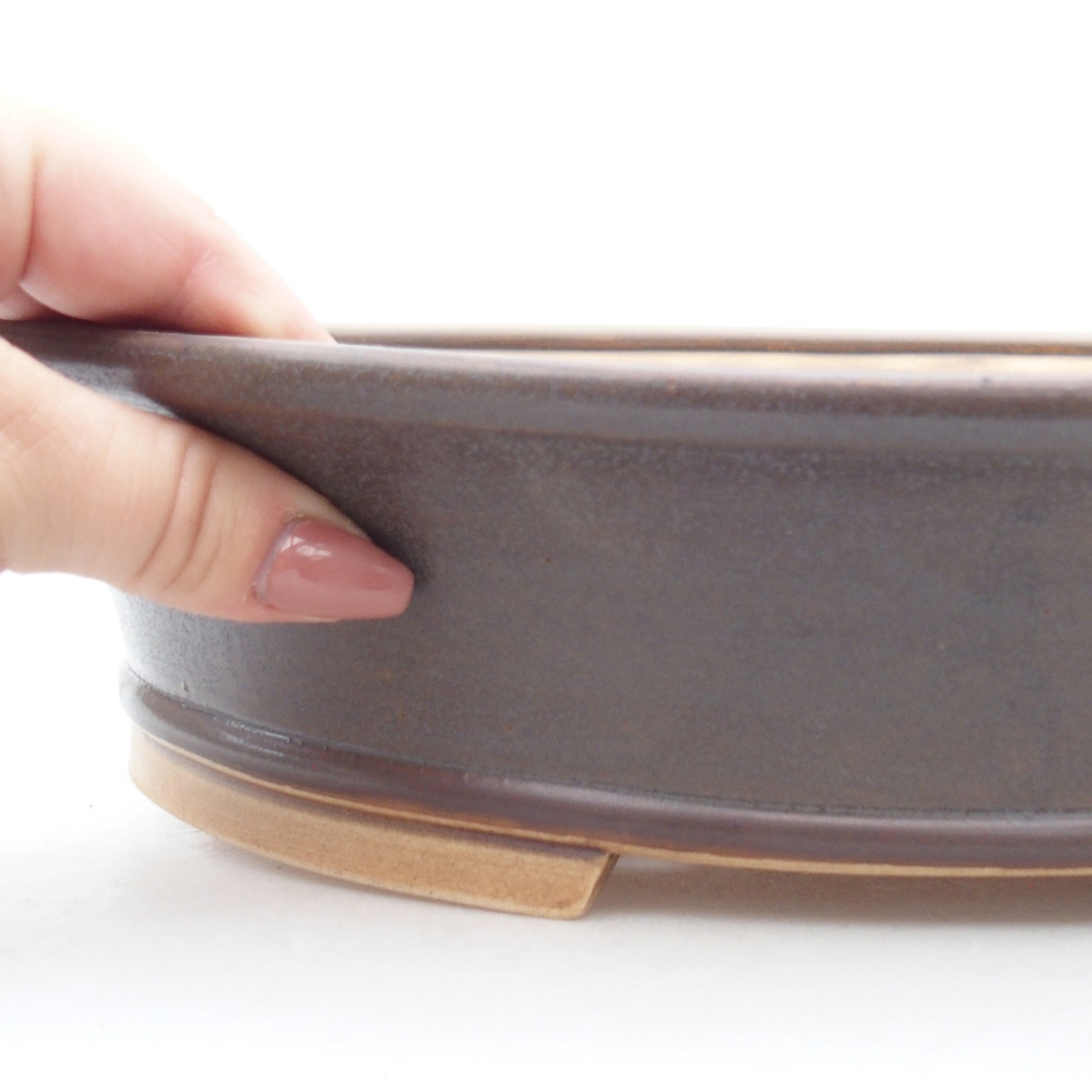 Ceramic bonsai bowl 32 x 29 x 7 cm, brown