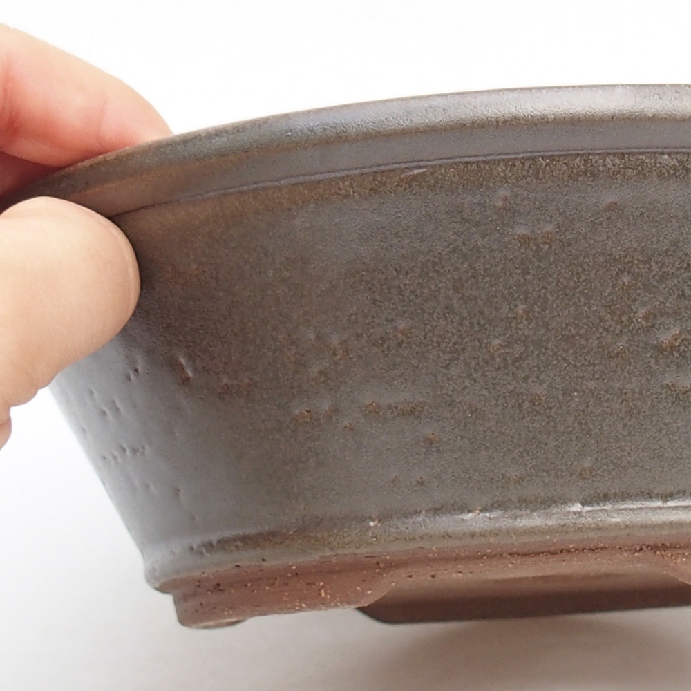 Ceramic bonsai bowl 19 x 19 x 6,5 cm, metal colour