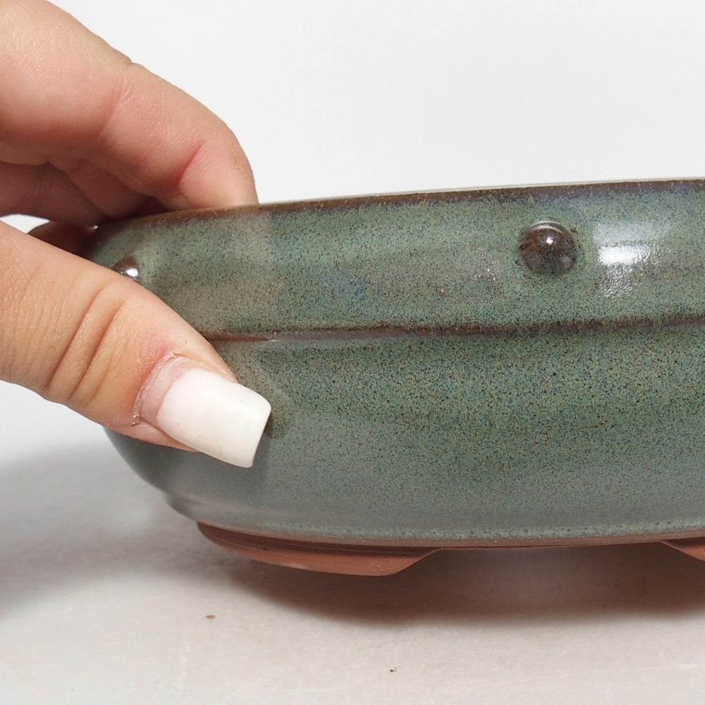 Ceramic bonsai bowl 16 x 16 x 7 cm, green