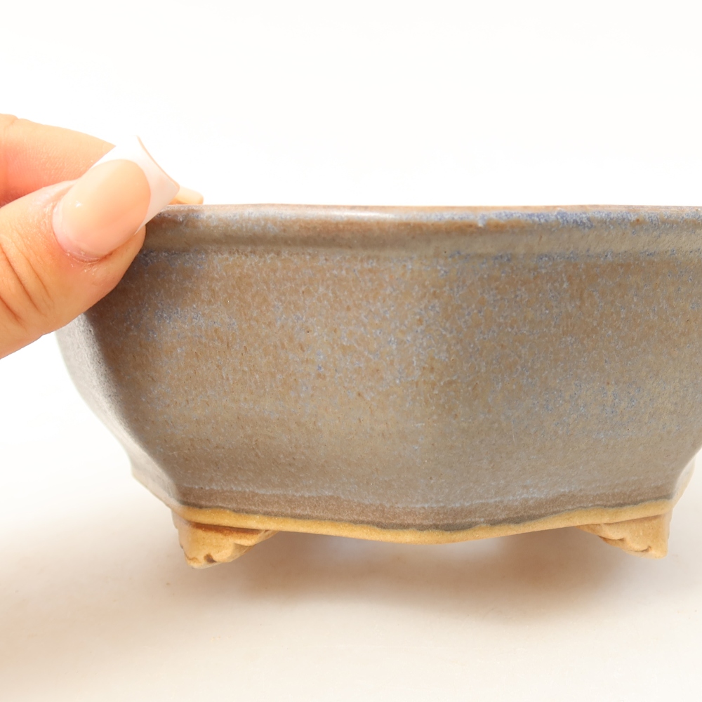 Ceramic bonsai pot, 17 x 16 x 6.5 cm, blue