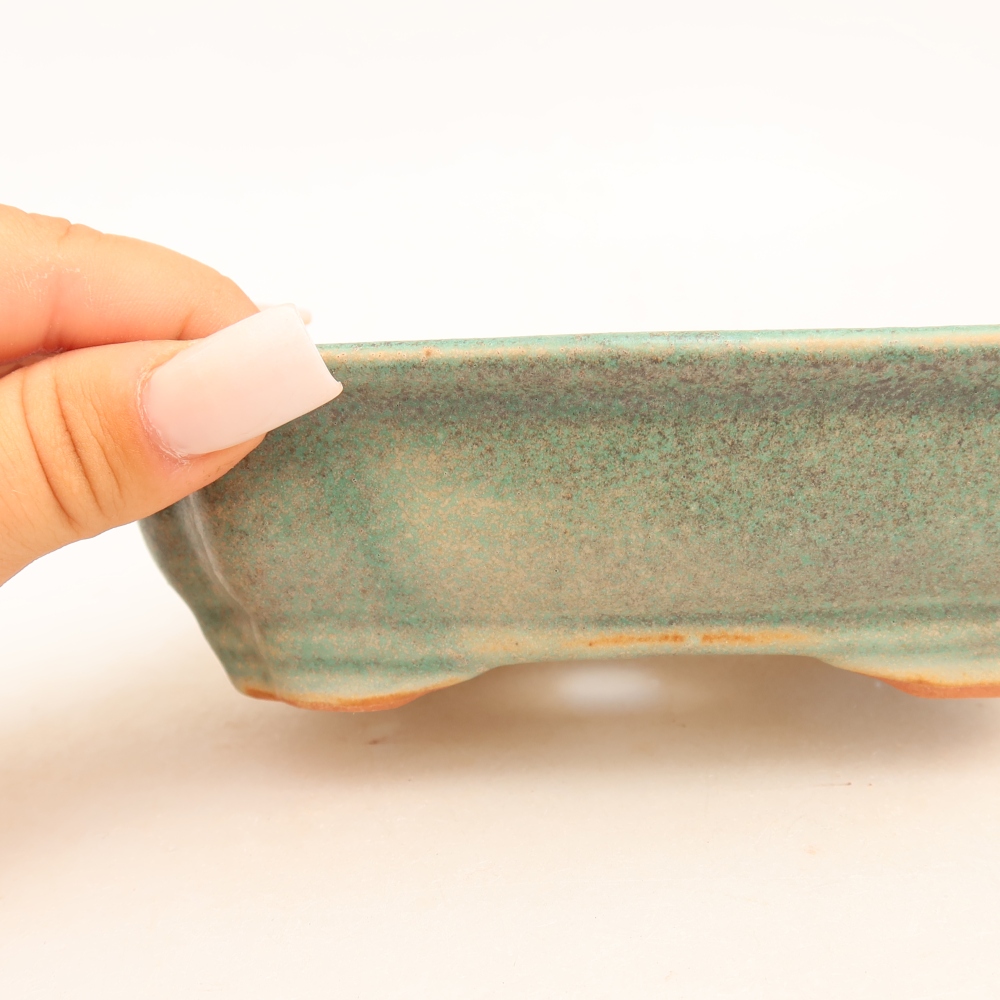 Ceramic bonsai bowl 15,5 x 12 x 4,5 cm, green